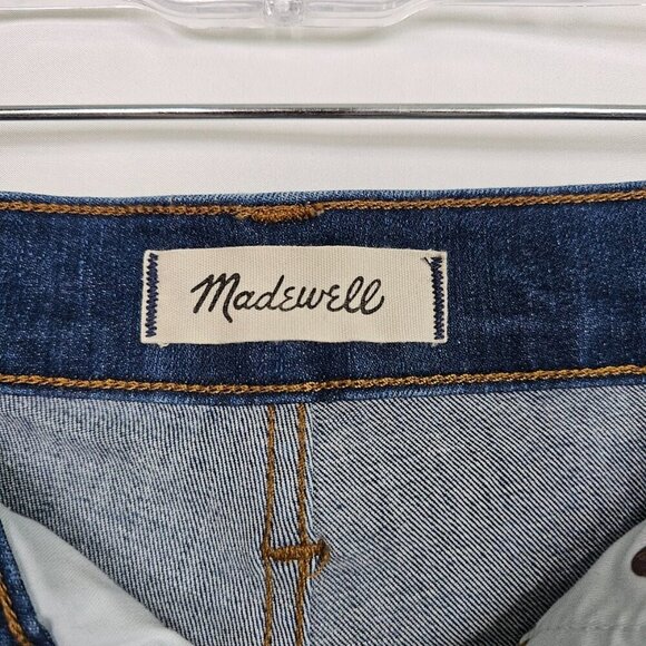 MADEWELL High Rise Jeans MEDIUM WASH BLUE size 27 Button Fly Skinny Distressed - Picture 6 of 10